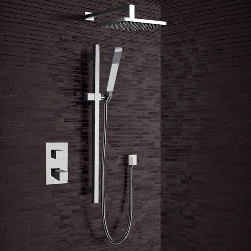 Chrome Thermostatic Shower System with 8 Inch Rain Shower Head and Hand Shower Remer SFR24